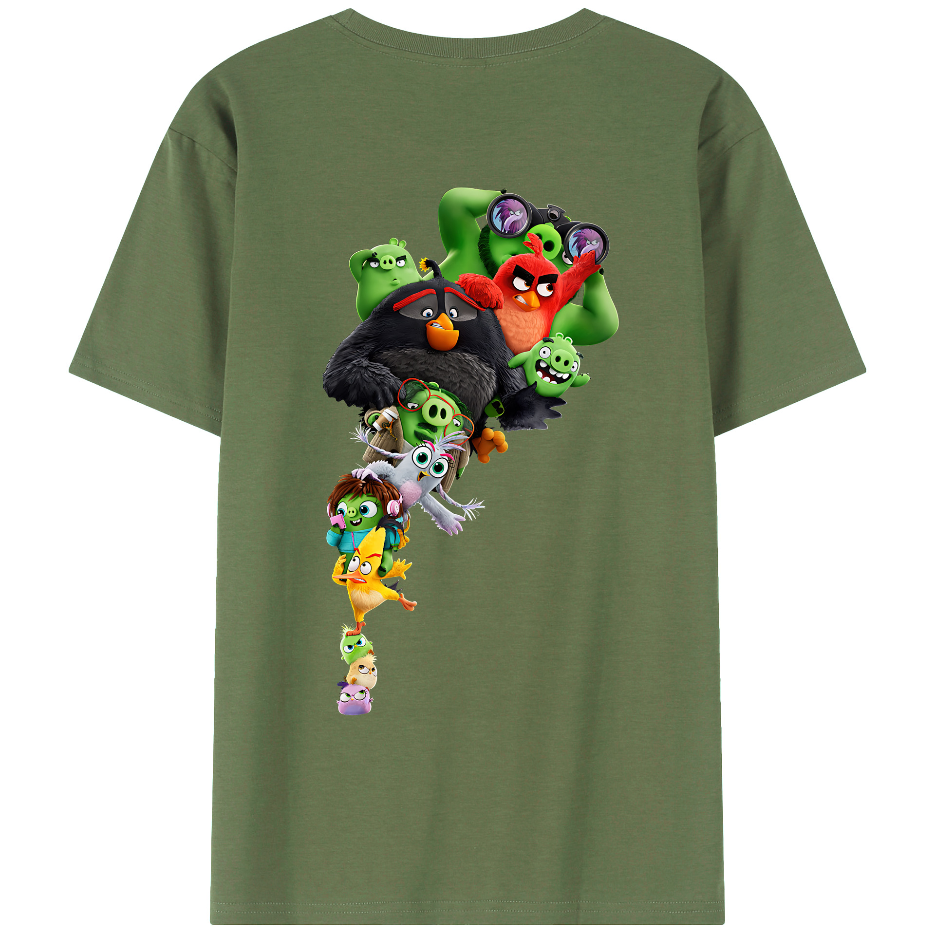 （画像用） Angry Birds アングリーバード 綿100％ メンズ半袖Tシャツ（バックプリント） 通気性